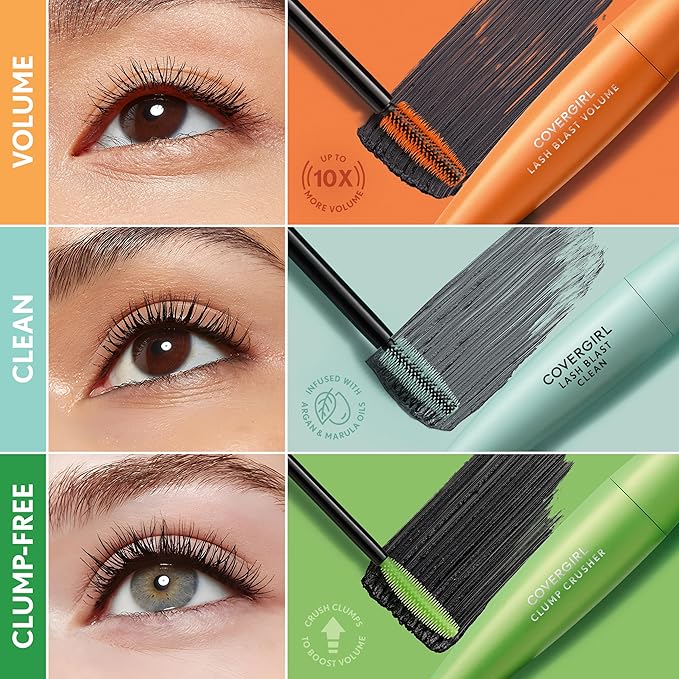 COVERGIRL Clump Crusher Mascara, 20X More Volume, Double Sided Brush, Long-Lasting Wear - 815 Brown (Pack of 1)