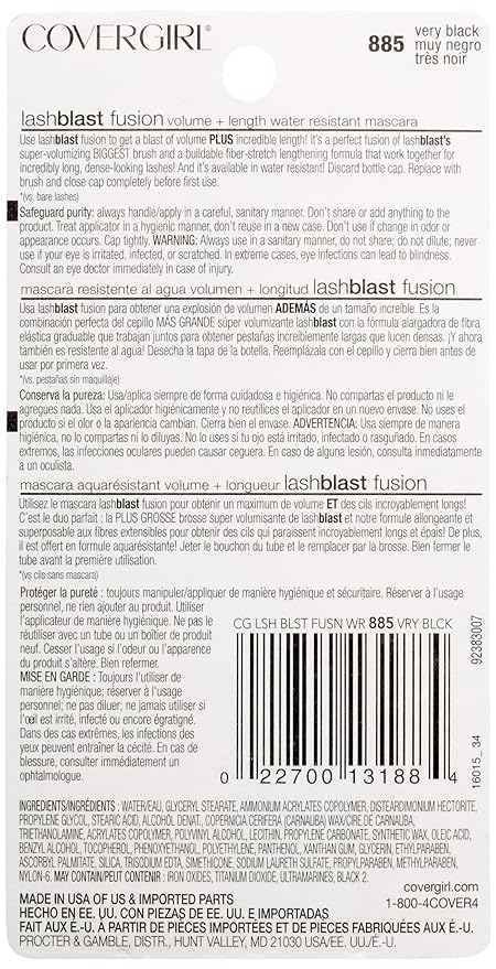 Covergirl Lash Blast Fusion Water-Resistant Mascara, Very Black (Pack of 2)