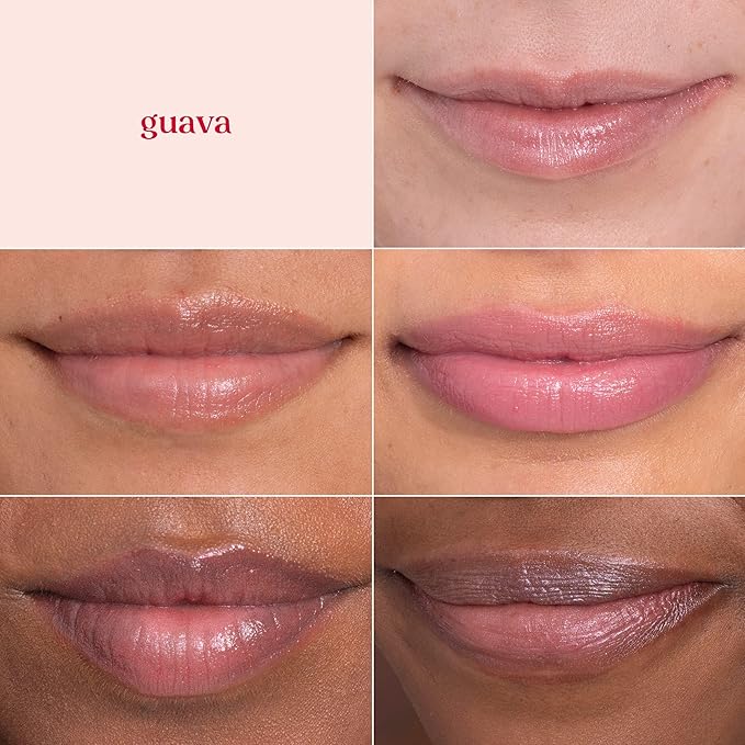 Burt's Bees Shimmer Lip Tint Set, Mothers Day Gifts, Tinted Lip Balm Stick, Moisturizing for All Day Hydration with Natural Origin Glowy Pigmented Finish & Buildable Color, Guava (4-Pack)