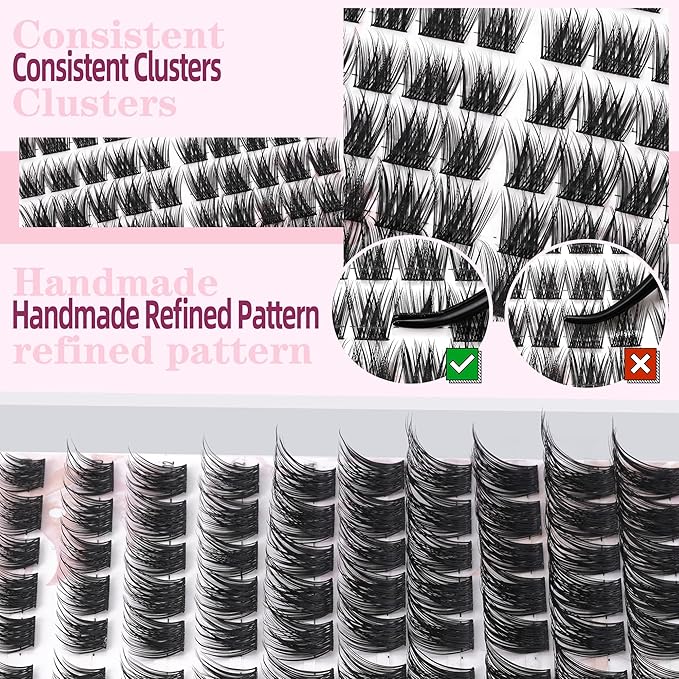Uilulu Lash Clusters Kit 10-18mm D Curl Clusters Eyelash Extensions Kit False Eyelash Clusters DIY Eyelash Extensions Individual Cluster Lashes (U017 Lashes Only)