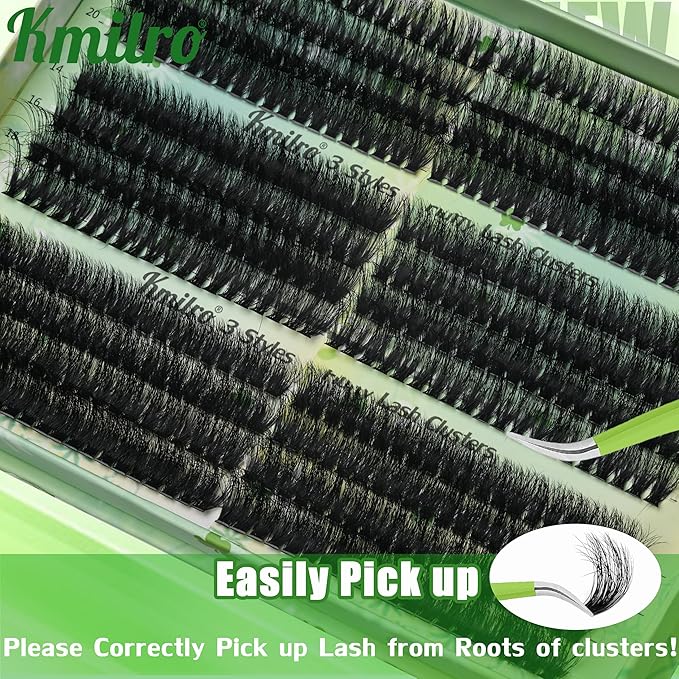 Lash Clusters 14-20mm Volume Cluster Eyelash Extensions Thick Eyelash Clusters 480pcs Waterproof Wispy Individual Lashes Soft False Eyelashes DIY Lash Extension (150D+180D+200D)