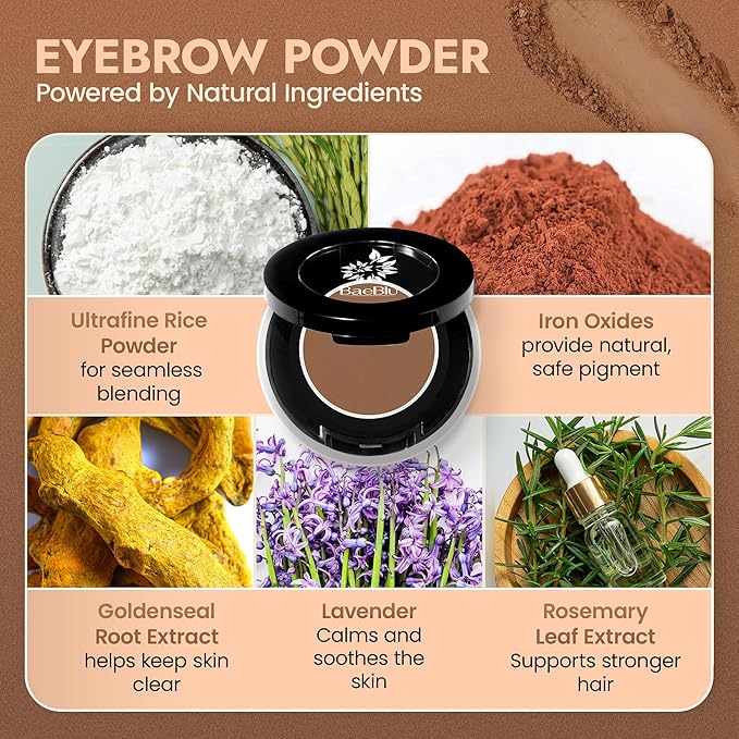 Organic Eyebrow Powder - Vegan Brow Tint for Shaping, Filling & Defining, 100% Natural - Smudge-Proof & Long-Lasting Conditioning - Cruelty-Free, Paraben-Free, Gluten-Free, Made in USA - Taupe