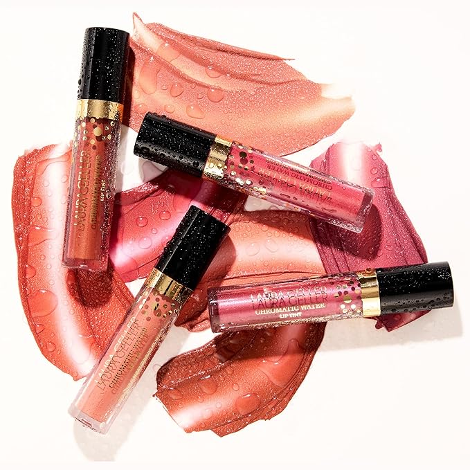LAURA GELLER NEW YORK Chromatic Water Lip Tint, Holographic Lip Color, Water-Based Formula to Hydrate Dry Lips, Tea Rose