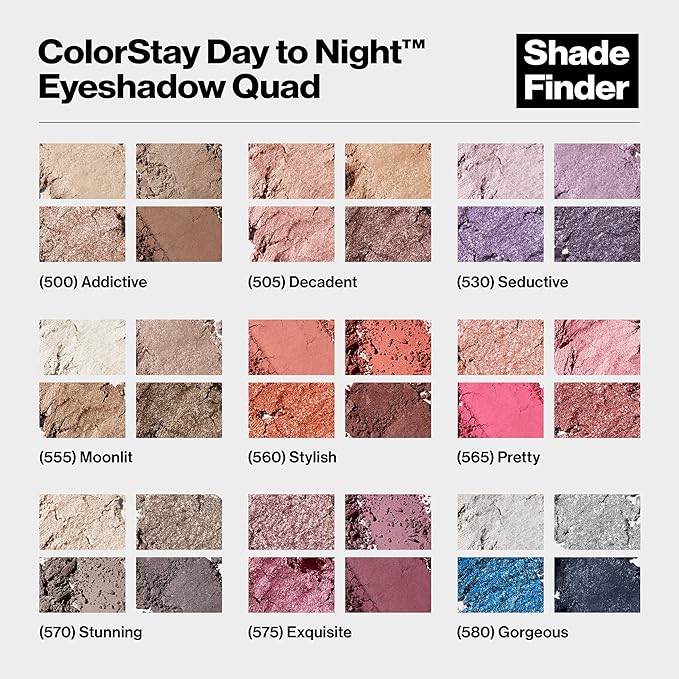 REVLON ColorStay Day to Night Eyeshadow Quad, Longwear Shadow Palette with Transitional Shades and Buttery Soft Feel, Crease & Smudge Proof, 560 Stylish, 0.16 Oz