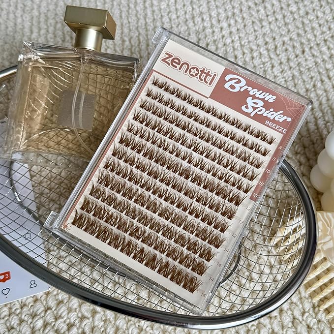 Spider Breeze Lash Clusters Brown Eyelash Clusters D Curly Wispy Cluster Eyelash Extensions Natural Brown Spider Lashes Cluster with Invisible Band Fluffy Individual Lashes 8-16mm by zenotti