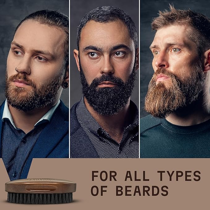 Striking Viking Beard Brush for Men - 4.3 in Beech Wood Handle, Brown - Boar Bristle Beard Brush & Grooming Brush - Travel Size Pocket Groomer