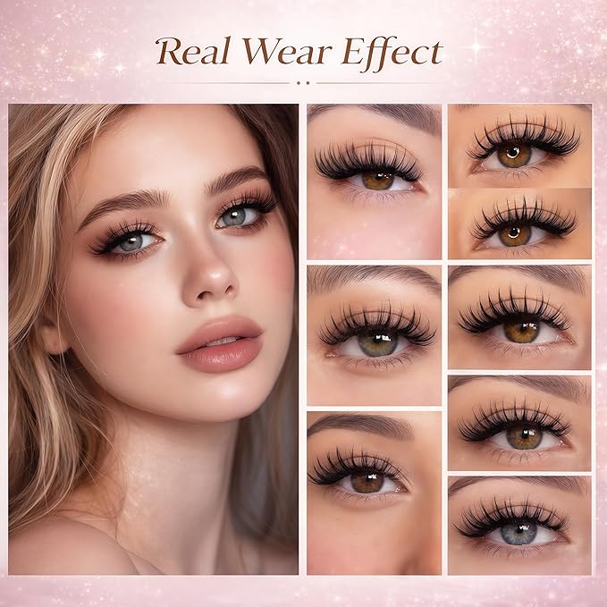 Manga Lash Clusters, 640 Pcs Eyelash Clusters Individual Lash Extension Kit D Curl Fluffy Wispy False Eyelashes Extensions Thin Band (30D+40D)