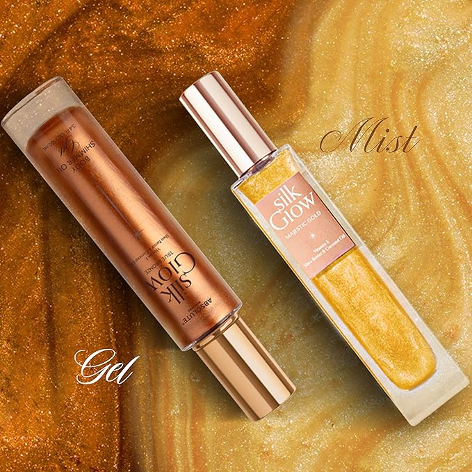 Absolute New York - Silk Glow Shimmer Mist Glow, Radiant, Shimmer Body & Face & Hair, Shea Butter, Coconut Oil, Vitamin E (SBGS13 Island Bronze Mist, 3.4 fl oz)
