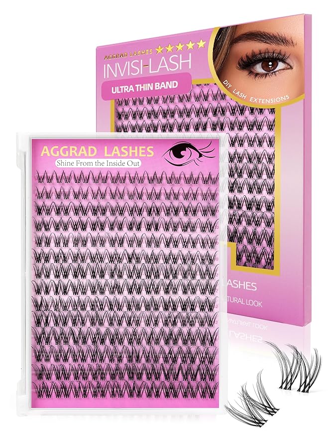 Venus Lash Clusters Kit Short 8-14mm Wispy Natural Cluster Lashes Kit Fake Lashes Eyelash Clusters Kit DIY Individual Eyelash Extension Kit with 0.03mm Ultra-Thin Invisible Wide Lash Band