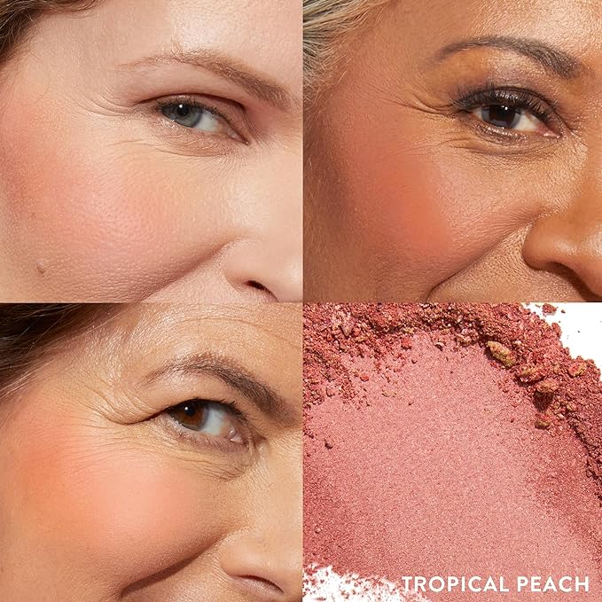 LAURA GELLER NEW YORK Baked Blush-n-Brighten for Mature Skin - 11 Tropical Peach- Powder Blush Won't Settle into Fine Lines - Buildable Natural Finish – Longlasting Formula - Made in Italy