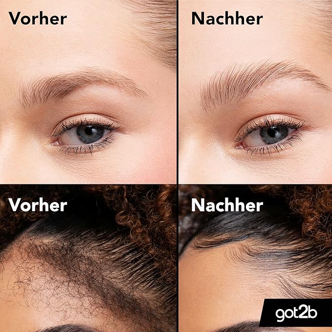 got2b Kleber 4 Brows & Edges Waterproof (16 ml), 2-in-1 Brow Gel & Hair Mascara, Sweat & Waterproof for up to 24 Hours Hold, with Practical Eyebrow Brush for Styling Hair Contours & Edges