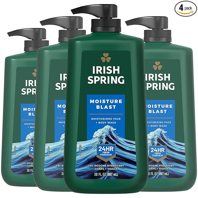 Irish Spring Moisture Blast Body Wash, 30 Oz Pump (Pack of 4)