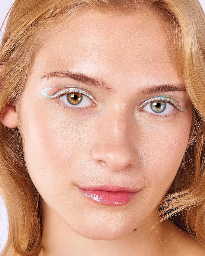 Unicorn Snot KiraKira Glitter Freckle Pen – Duochrome Color Shifting Vegan Eyeliner & Face Paint, Waterproof Precision Brush, 0.05 fl oz – Shook (Teal to Silver)