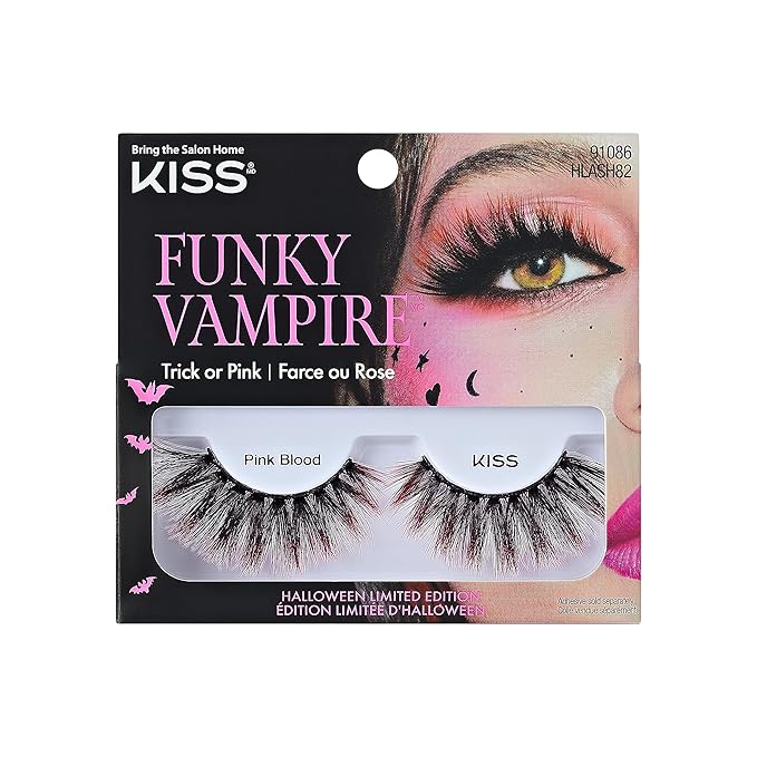 KISS Halloween Limited Edition Funky Vampire False Eyelashes, 1 Pair - Pink Blood