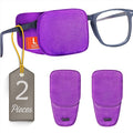 Astropic 2Pcs Large Silk Eye Patches for Adults Kids Big Glasses to Cover Either Eye (Large, Violet)
