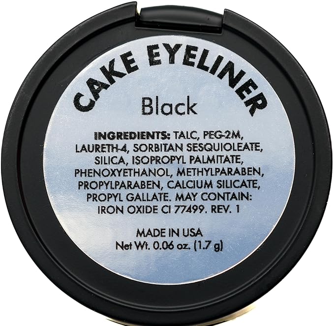 Pure Ziva Black Matte Cake Eyeliner & Pressed Eyeshadow, Water Activated Powder; Gluten & Cruelty Free