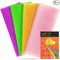 4 Pieces Exfoliating Washcloth Shower Towel African Net Sponge Japanese Wash Cloth Face Exfoliating Sponge Loofah Exfoliating Body Scrubber for Body Exfoliation (Purple, Pink, Green, Orange)