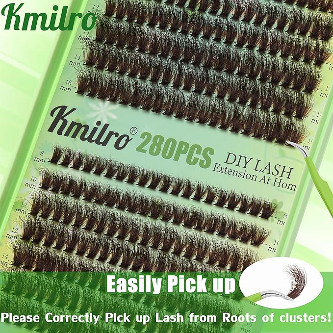 Brown Lash Clusters 160D Fluffy Cluster Eyelash Extensions 8-16mm Waterproof D Curl Volume Eyelash Clusters 280Pcs Dark Brown Individual Lashes Soft Wispy False Eyelashes DIY Lash Extension, by Kmilro