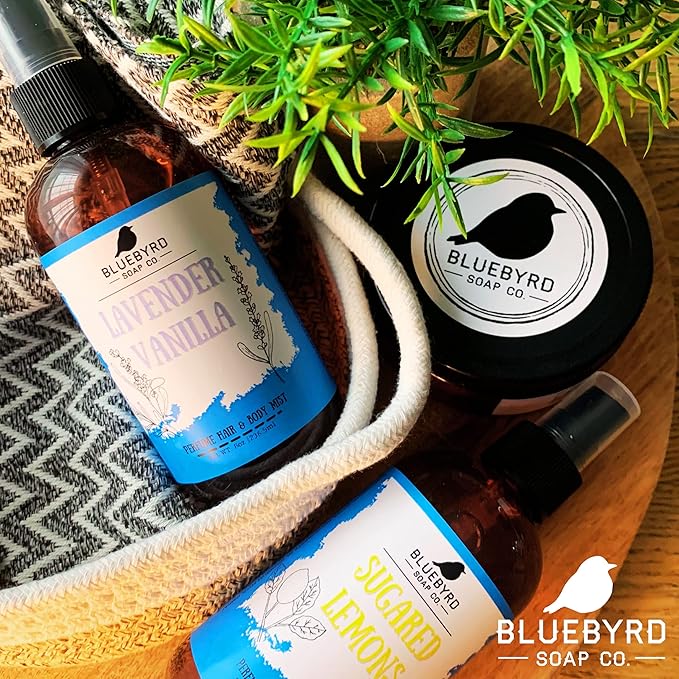 BLUEBYRD Soap Co. Lavender Vanilla Fragrance for Hair and Body | Alcohol Free Hair Perfume | Perfumed Hair and Body Mist -Sweet Vanilla & Relaxing Lavender Scent | Clean Beauty, Vegan, Free of Parabens Sulfates and Silicones | Weightless Perfume for Yo...