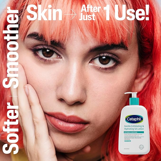 Cetaphil Gentle Exfoliating SA Face Lotion, Lightweight Moisturizer for All Skin Types, 8 Oz Pump Bottle, Salicylic Acid, Mandelic Acid & Gluconolactone, Gently Exfoliates, Dermatologist Recommended