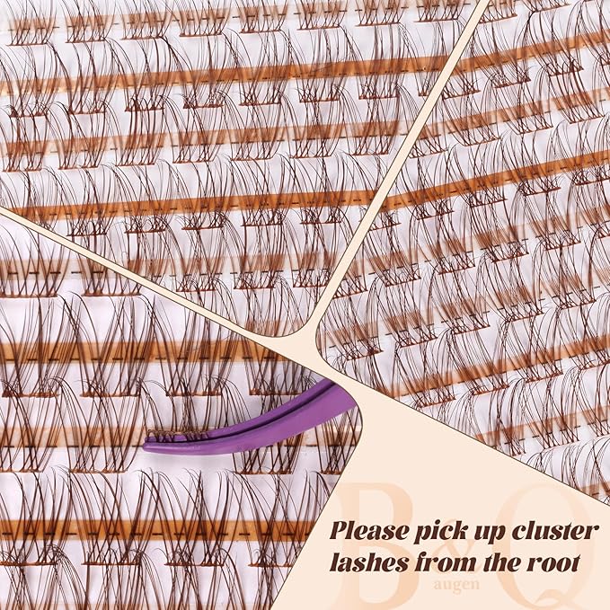 B&Q Brown Lash Clusters Blonde Velure Eyelash Cluster for Light Hair, MochaLash Cluster Eyelash Extensions Soft Browns False Eyelashes Comfortable Velure Eyelash Clusters（Velure 05）