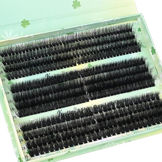 Thick Lash Clusters 14-20mm Fluffy Cluster Eyelash Extensions D Curl Volume Eyelash Clusters 480pcs Waterproof Wispy Individual Lashes Soft False Eyelashes DIY Lash Extension (180D+200D+240D)