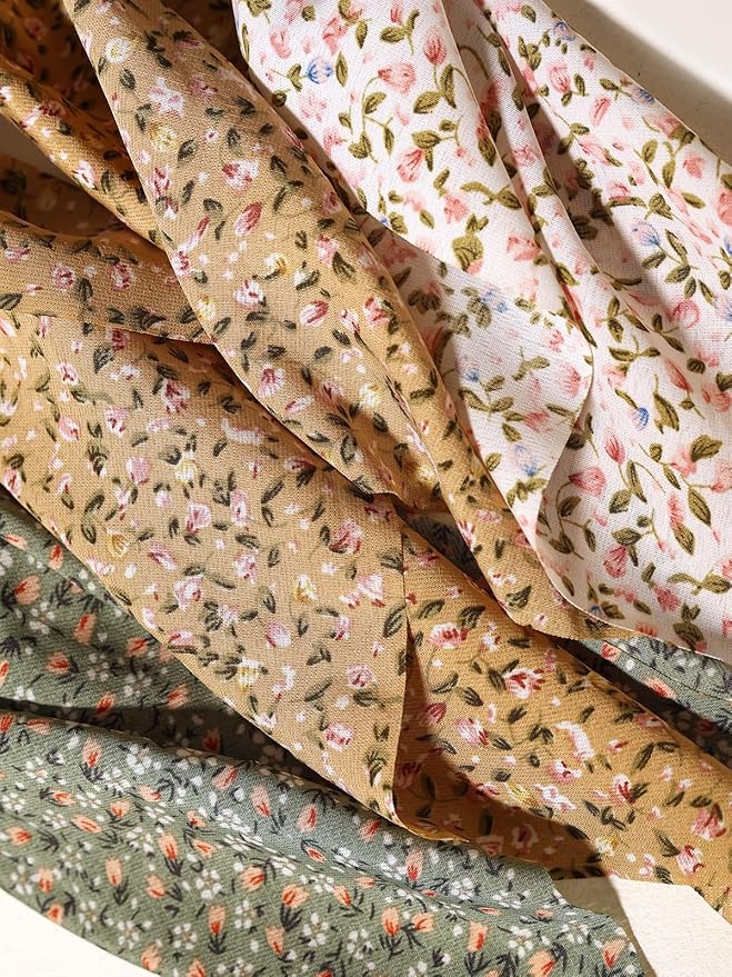 3pcs Women Ribbon Scrunchies Bow Knotted Classic Floral Pattern Hair Ties Vintage Bunny Ear Ponytail Holders Hair Accessories