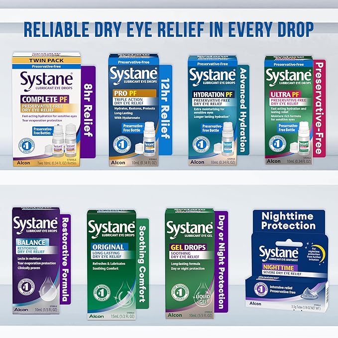 Systane Complete Preservative Free Dry Eye Drops, 0.34 Fl Oz, 2 Count, Contains Propylene Glycol 0.6%, Multi-Dose Lubricating Eye Drops For Irritation & Dryness, Hydrating & Soothing