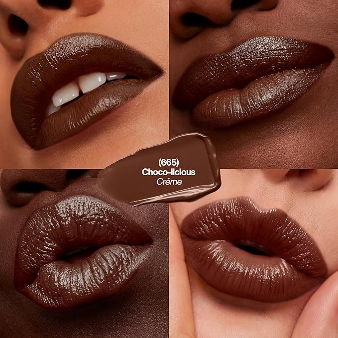 REVLON Lipstick, Super Lustrous Lipstick, Creamy Formula For Soft, Fuller-Looking Lips, Moisturized Feel in Nudes & Browns, Choco-Liscious (665) 0.15 oz (Pack of 3)