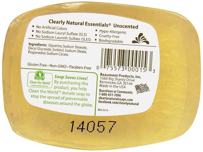 Clearly Natural, Glycerine Soap, Unscented, 4 oz (Pack of 2)
