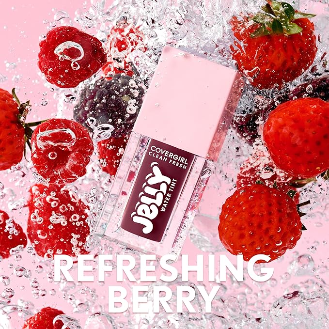 COVERGIRL Clean Fresh Jelly Water Tint, Lip & Cheek Tint, Transfer-Proof, Hydrating - 60 Berry Wiggle (Violet Plum)