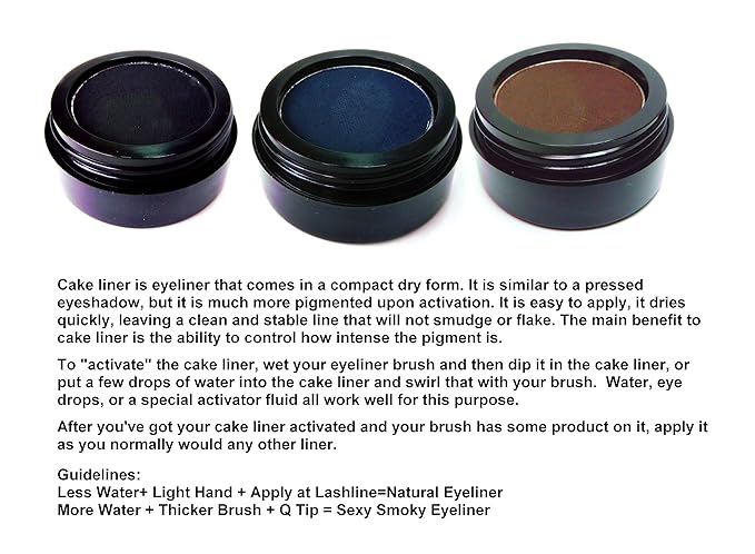 Pure Ziva Matte Chocolate Truffle Brown Cake Eyeliner & Pressed Eyeshadow, Water Activated Powder; Gluten & Cruelty Free