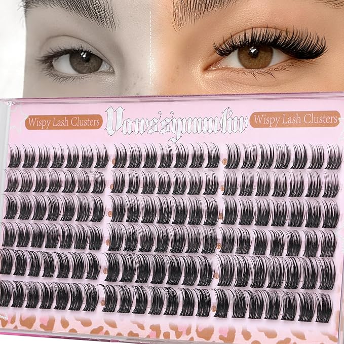 Short Wispy Lash Clusters 10-12-14mm Natural Eyelashes Clusters pestañas postizas naturales C Curl Cluster Eyelash Extensions Fairy Lashes Clusters Lightweight Eyelash Clusters DIY Individual Lashes