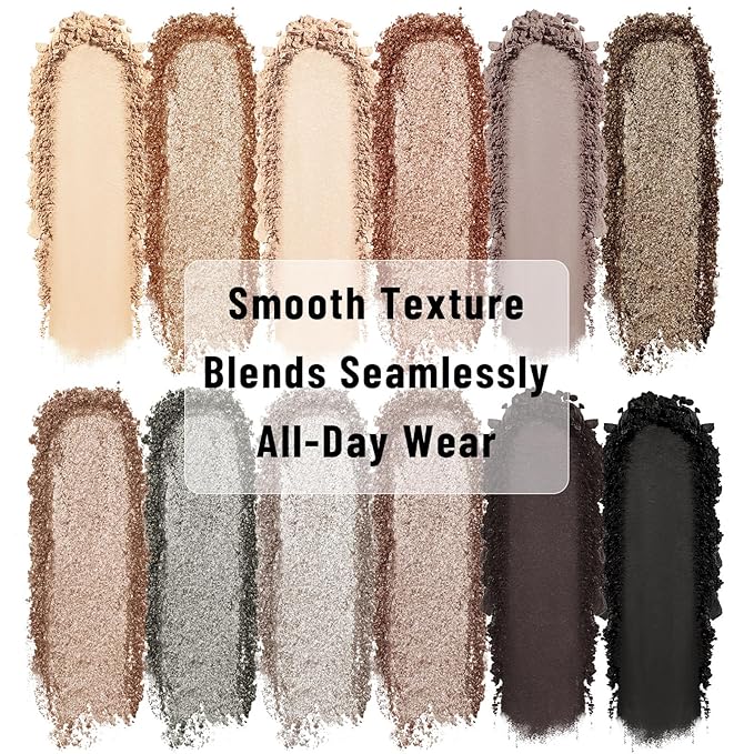 UCANBE 12 Color Eyeshadow Makeup Palette, Neutral Matte Shimmer Nude Eye Shadow Make Up Pallet with Double-ended Brush Set Kit, Highly Pigmented Long Lasting Waterproof