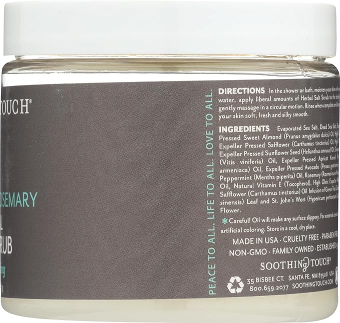 Soothing Touch Herbal Salt Scrub, Peppermint Rosemary - 20 Oz