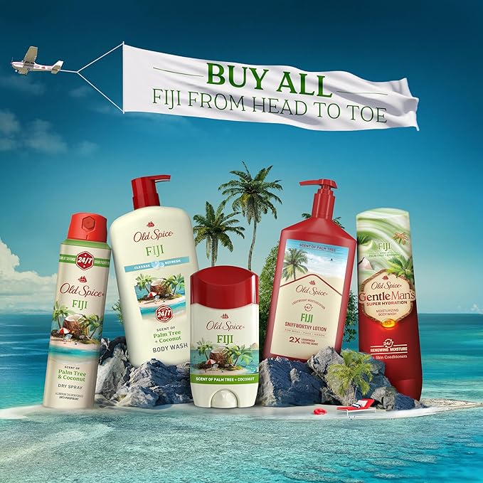 Old Spice Cleansing Body Wash for Men, 24/7 Shower Fresh with Lasting Scent, Cleanse & Refresh, Gentle on Skin, Vitamin B3, Fiji with Palm Tree + Coconut Scent, 30 oz (Pack of 4)
