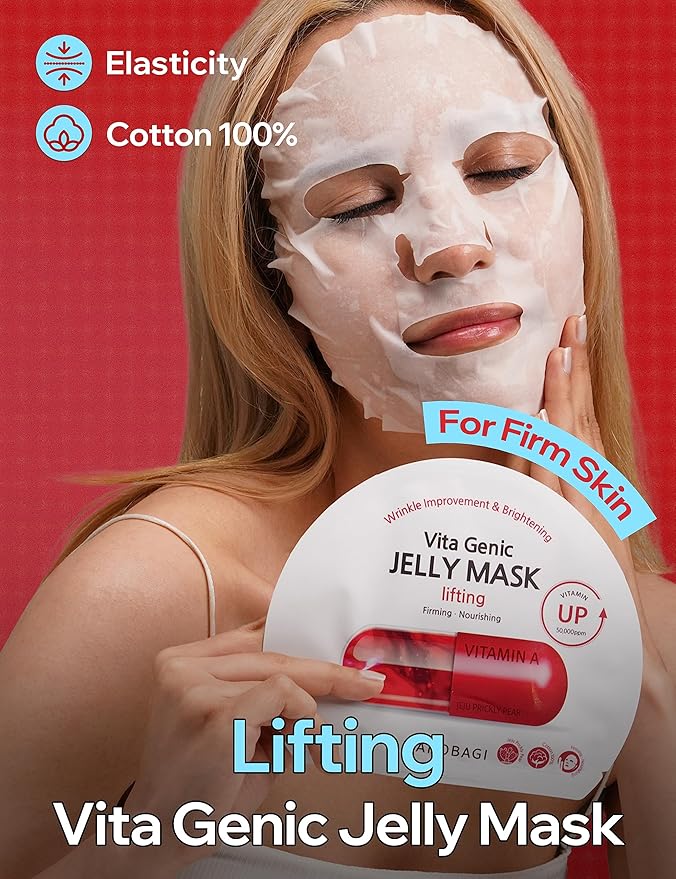 BANOBAGI Vita Genic Jelly Pore Tightening Face Masks Beauty w/Essence & 11 Vitamin Complex | Korean Face Mask Skin Care Sheet | Moisturizing Face Mask Facial Care for Oily Skin (1.8 fl oz, 10 Sheets)