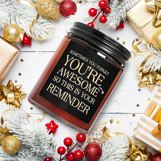 Gifts for Women Men - Inspirational Relaxing Stress Relief Candle - Friendship, Birthday Gift for Her Sister Wife Girlfriend Best Friend Coworker - You're Awesome Natural Soy Candle for Home