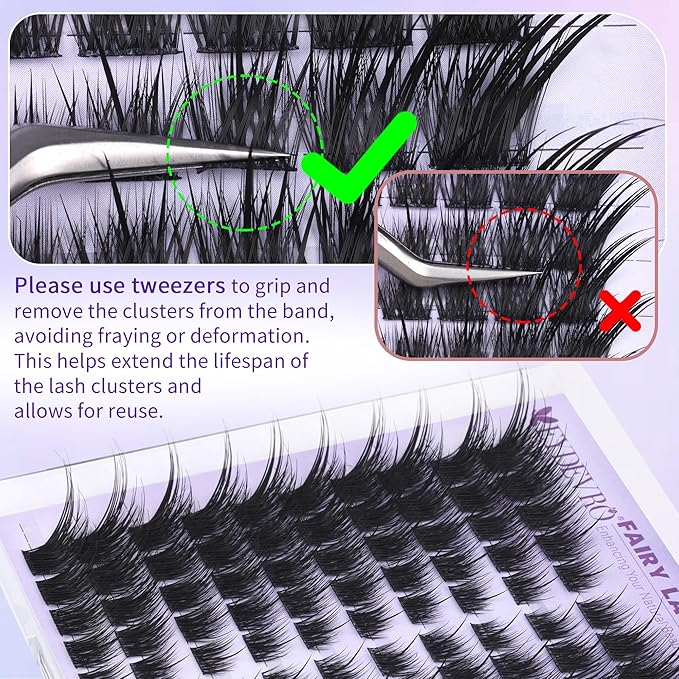 EYDEVRO Wispy Lash Clusters Fairy Eyelash Clusters Natural Cluster Lashes with Spikes LC Curl Fox Eye Cat Eye Lashes Manga Lashes 120Pcs Reusable Premapped Cluster Eyelash Extensions Individual Lashes
