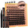 Focipeysa Thick Lash Extension Kit Full Volume Lash Clusters 40P Eyelash Extension Kit DIY Lash Extension Kit with Black Bond and Seal Glue, Lash Applicator DIY at Home for Beginner (40P 10-18MM)