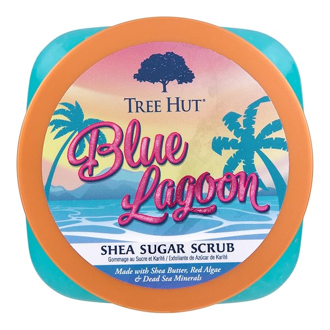Tree Hut Blue Lagoon Shea Sugar Scrub,Exfoliating,Hydrating & Moisturizing Body Scrub with Shea Butter & Nourishing Essential Oils,Smooth-& Soften Skin,18 oz,(Pack of 2)