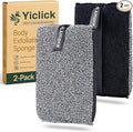 Yiclick Exfoliating Body Scrubber (2 Pack), Body Scrubber Exfoliator, Exfoliating Sponge for Shower Bath, Shower Loofah Luffa Lufa with Handle for Men Women, Dead Skin Exfoliator for Body Scrub