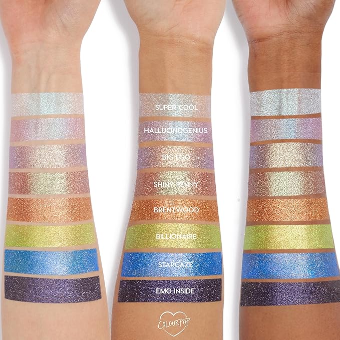 ColourPop Jelly Much Gel Eyeshadow - Glitter Eyeshadow with a Water-Based Gel Formula - Provides Intense Color Payoff with Minimized Creasing & Fading - Hallucinogenius (0.23 oz)