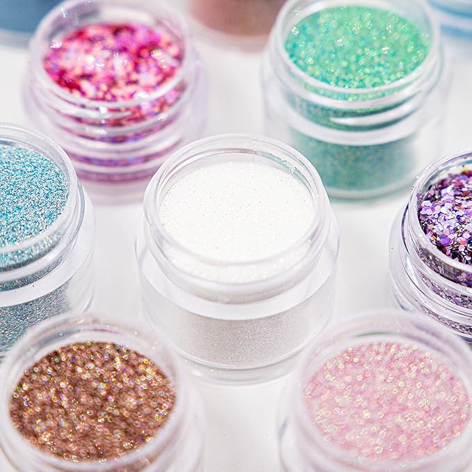 GLITTIES - ICY Mint - Cosmetic Grade Extra Fine (.006") Loose Glitter Powder Safe for Skin! Perfect for Makeup, Body Tattoos, Face, Hair, Lips, Soap, Lotion, Nail Art - (10 Gram Jar)