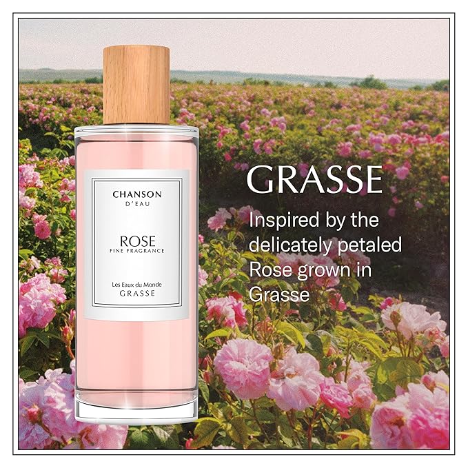Chanson Rose Eau de Toilette 3.4 fl oz (Pack of 1), Notes of Lychee, Rose, and Oak Moss, Women's Fragrance, Long Lasting, Everyday Fragrance, Travel Size