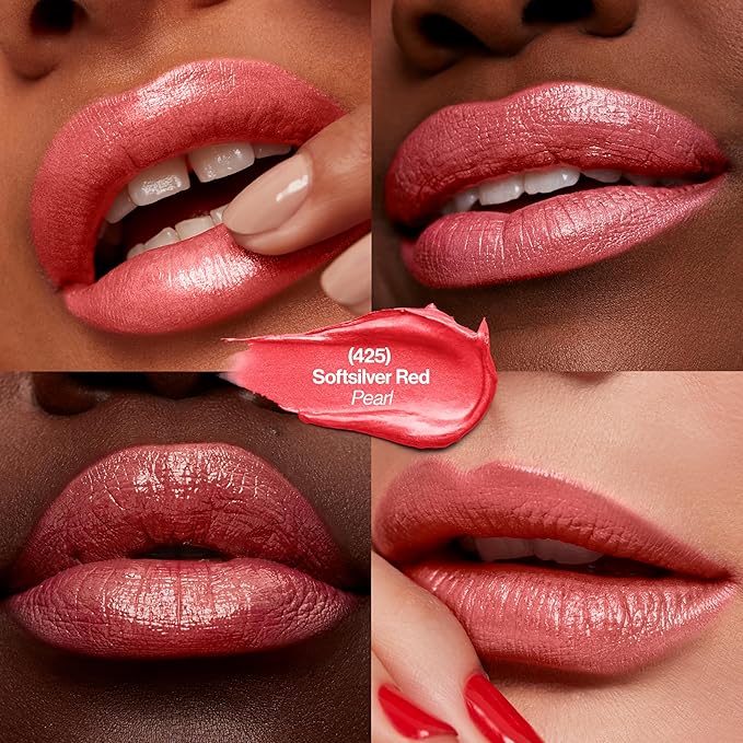 Revlon Super Lustrous Lipstick, High Impact Lipcolor with Moisturizing Creamy Formula, Infused with Vitamin E and Avocado Oil in Pink Pearl, Softsilver Red (425)