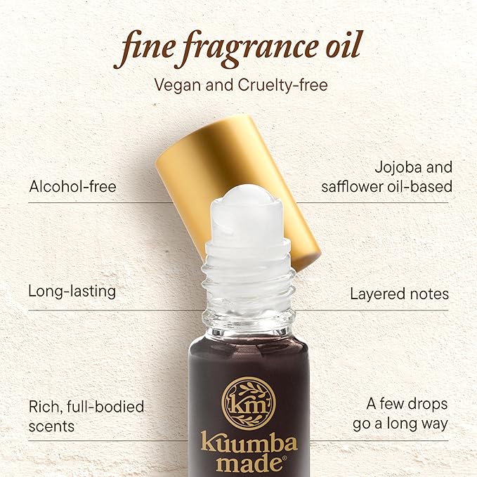 Kuumba Made Creamy Coconut Fragrance Oil, Long-Lasting Scented Oil Perfume Roller, Vegan, Alcohol-Free, 0.15 Fl Oz