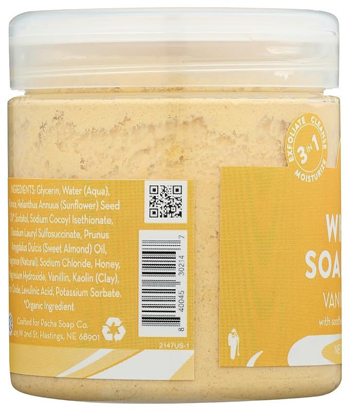 Pacha Soap Vanilla Almond Whipped Soap Scrub, 8 Oz