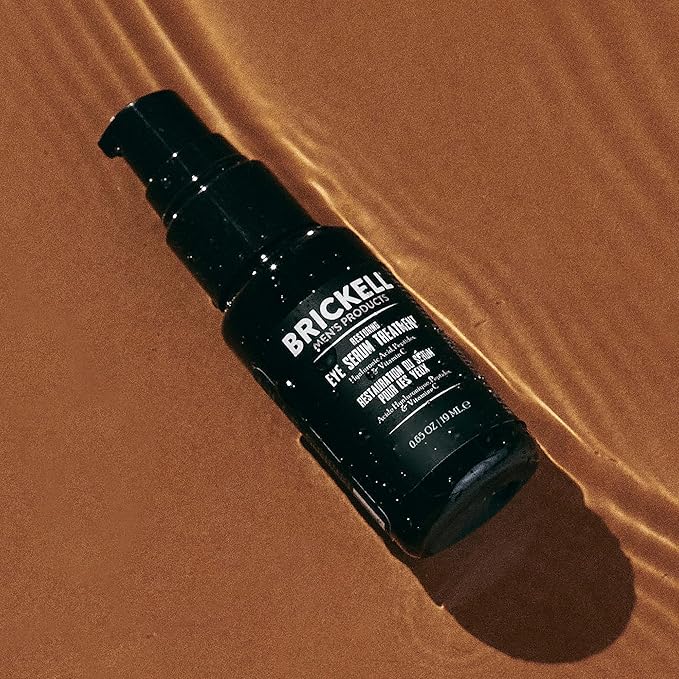 Brickell Men's Dark Circle Under Eye Treatment Serum For Men, Eye Gel to Firm Wrinkles, Reduce Dark Bags, and Promote Youthful Skin, With Hyaluonic Acid, Peptides, and Vitamin C, 0.65oz, Unscented