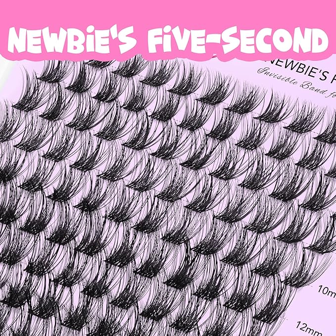 VEYESBEAUTY Lash Clusters Individual Eyelash Extensions Thin & Invisible Band DIY False Eyelashes for Self-application Newbie's Five-Second Series Wispy Lash Tray, Bomb 8-16mm Mixed Length